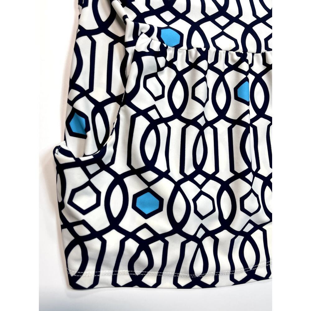 Jude Connally Sz S Graphic Print Peplum Top Stretch Career Casual Preppy Classic - Picture 5 of 9